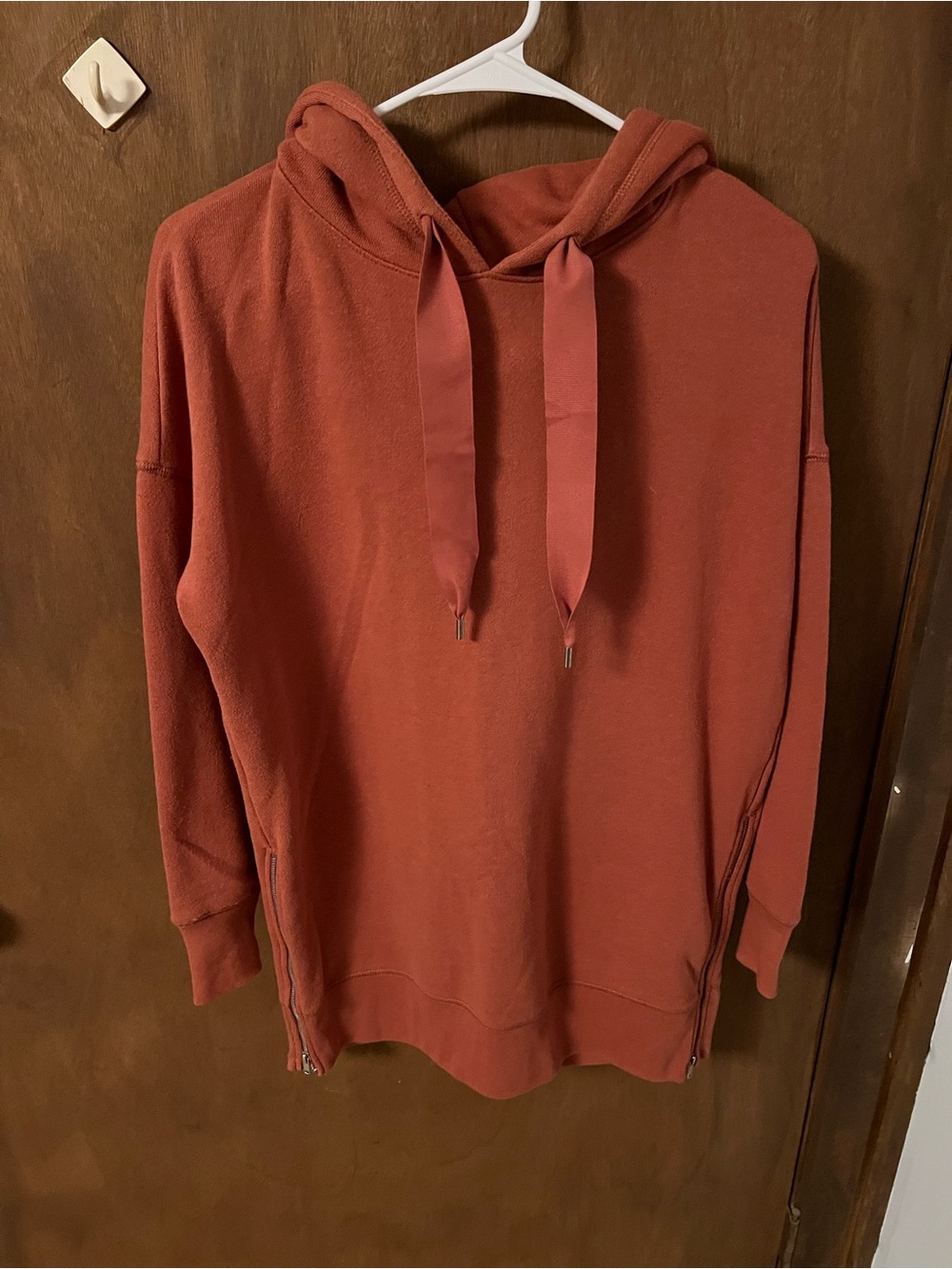 Aerie Salmon Oversized Side-Zip Pullover Hoodie with Satin Drawstrings